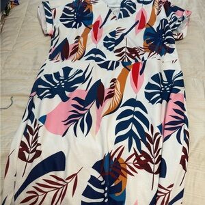 Colorful Leaf Print Dress